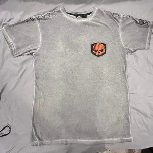 Harley Davidson Grey T-Shirt Patch Logo Size Large